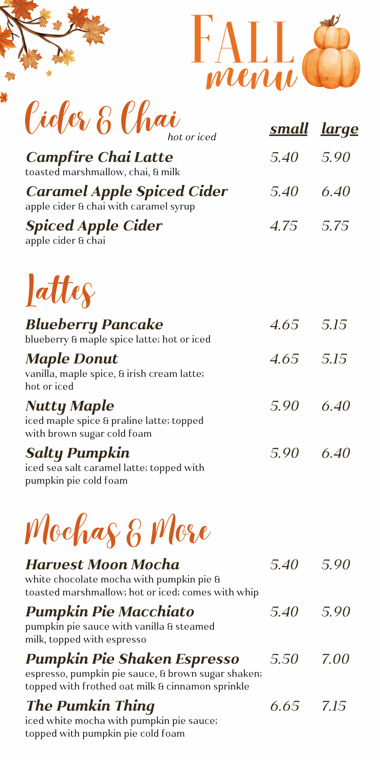 coffee, coffee near me, fall drinks near me, fall drinks