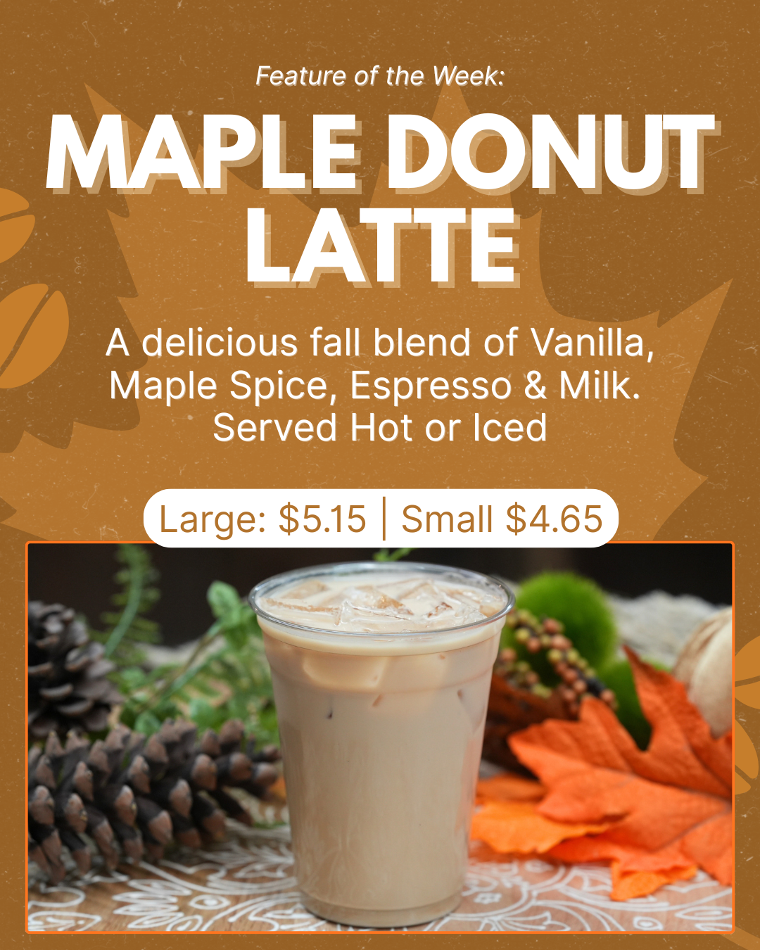 coffee near me, fall drinks, pumpkin spice, pumpkin, ebels coffee, the bridge, falmouth coffee, reed city coffee