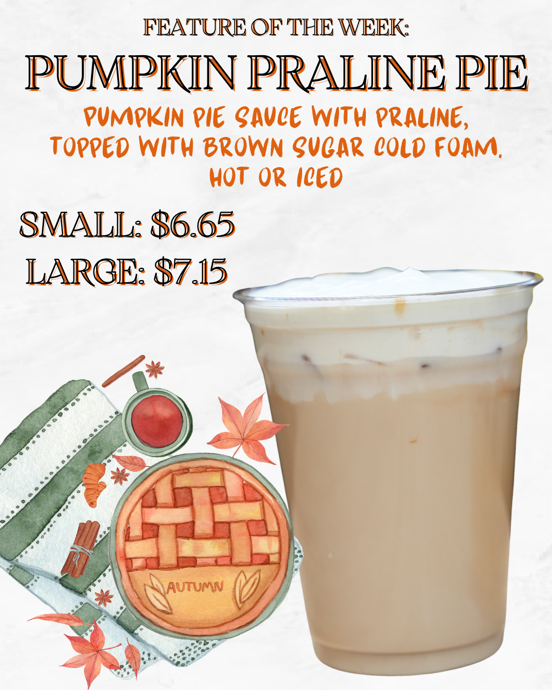 coffee near me, fall drinks, pumpkin spice, pumpkin, ebels coffee, the bridge, falmouth coffee, reed city coffee