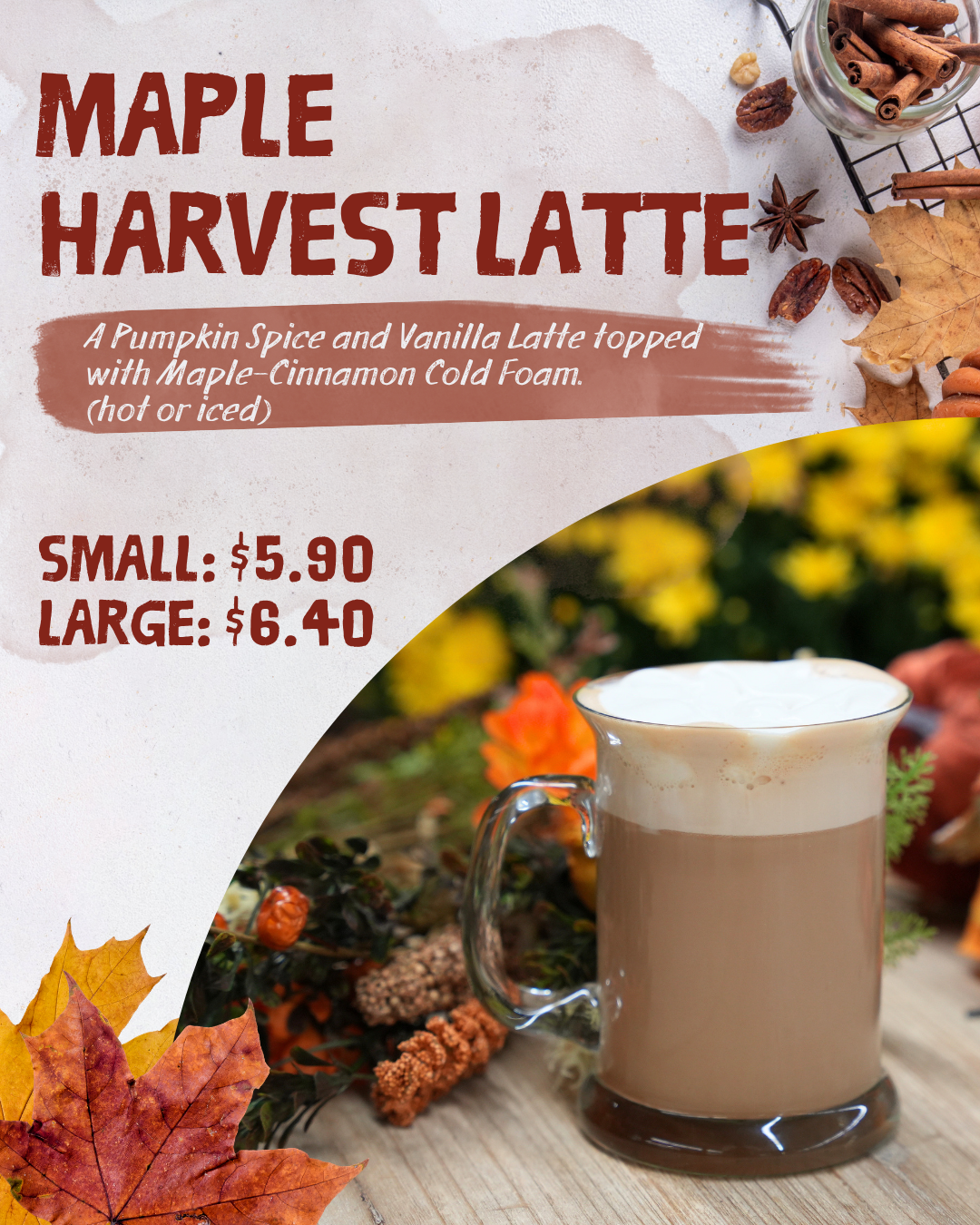 coffee near me, fall drinks, pumpkin spice, pumpkin, ebels coffee, the bridge, falmouth coffee, reed city coffee